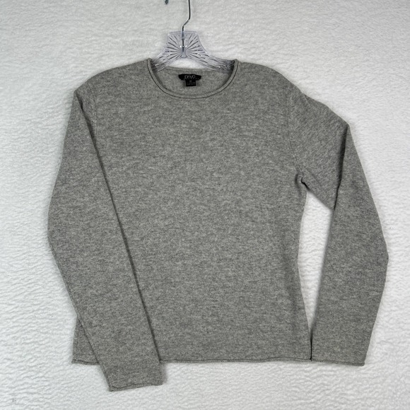 Prive Cashmere Sweater Women Sz M Gray Lightweight Minimalist Crewneck Pullover - Picture 1 of 12